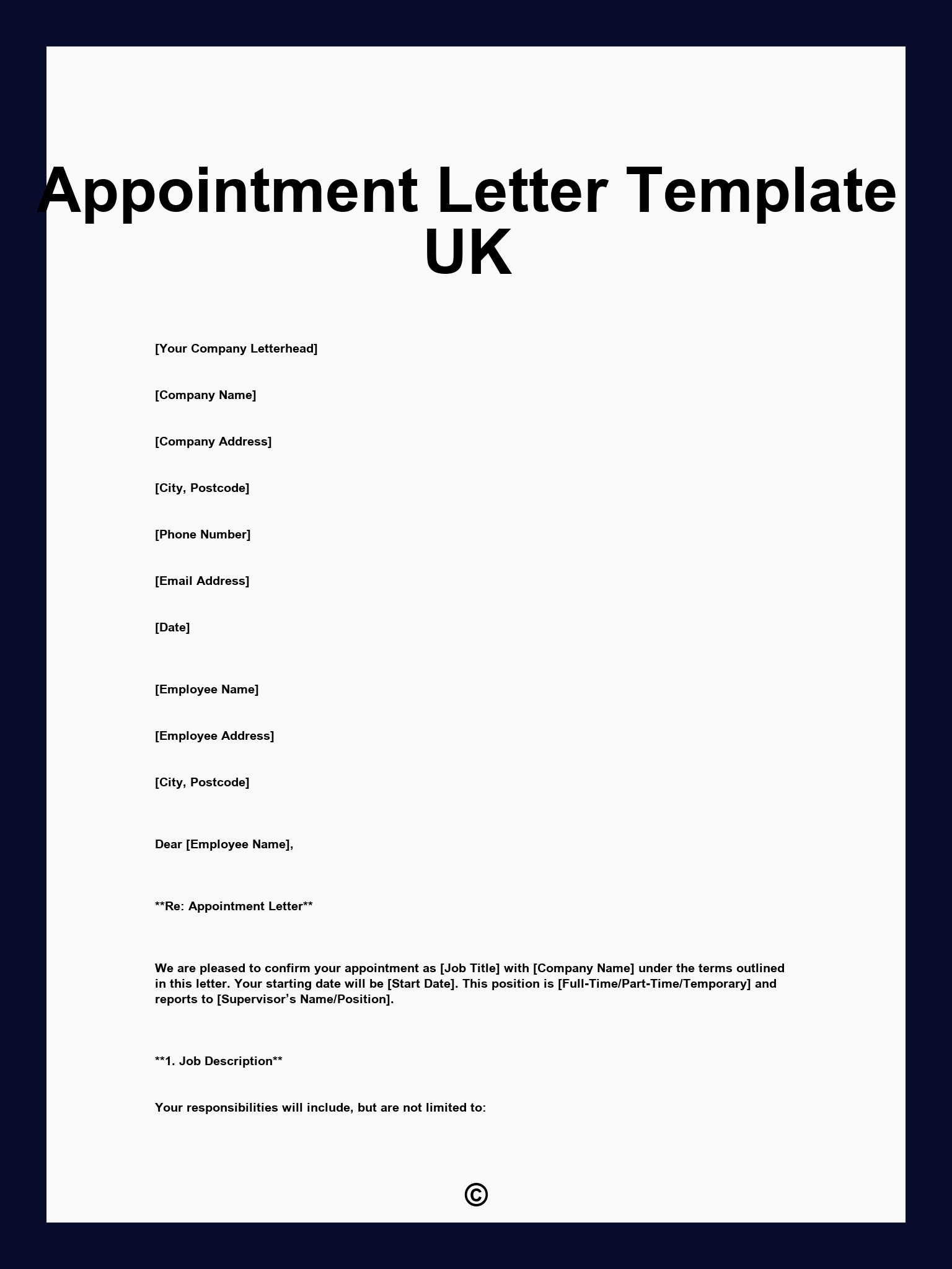 Appointment Letter Template UK