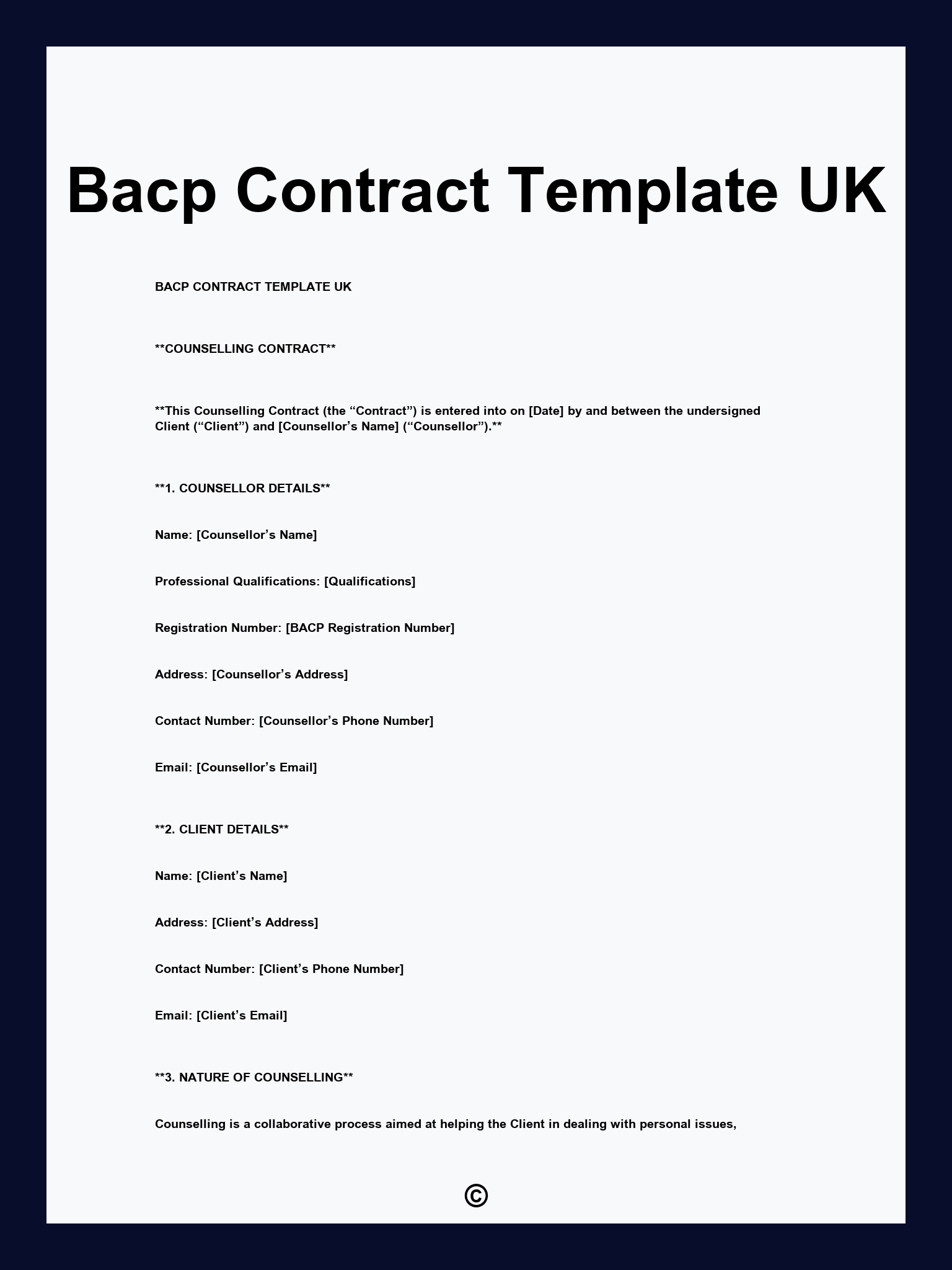 Bacp Contract Template UK