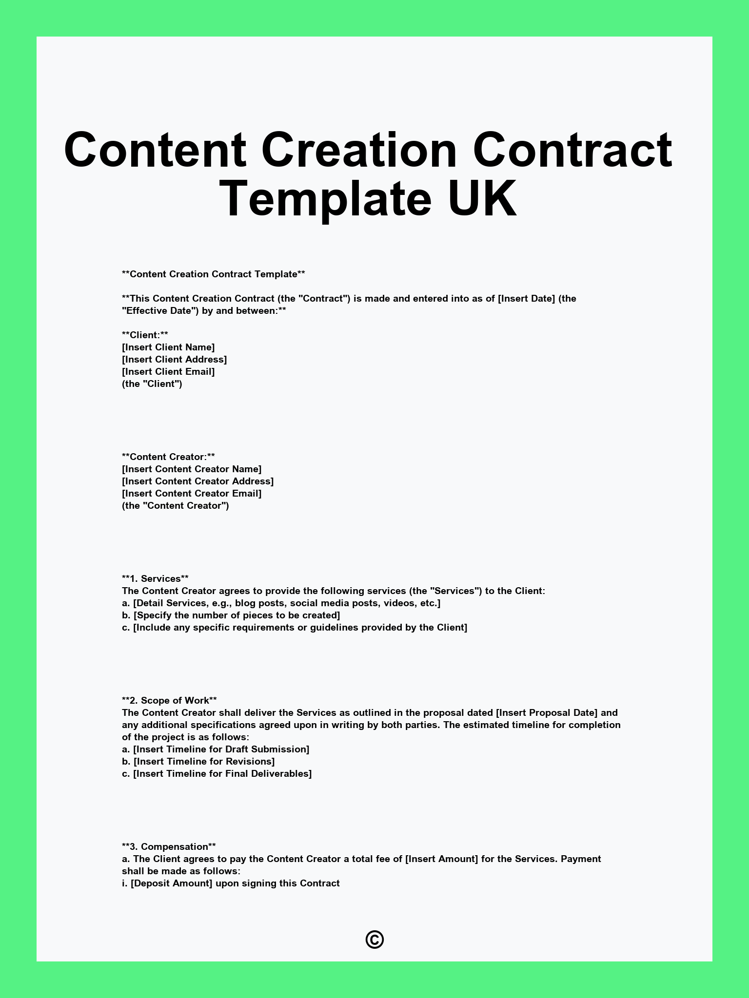 Content Creation Contract Template UK