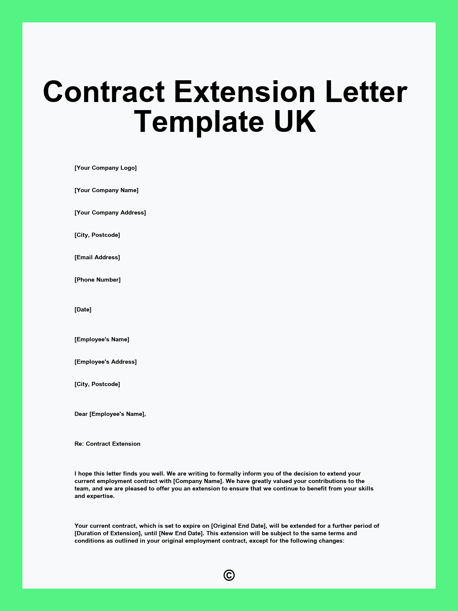 Contract Extension Letter Template UK