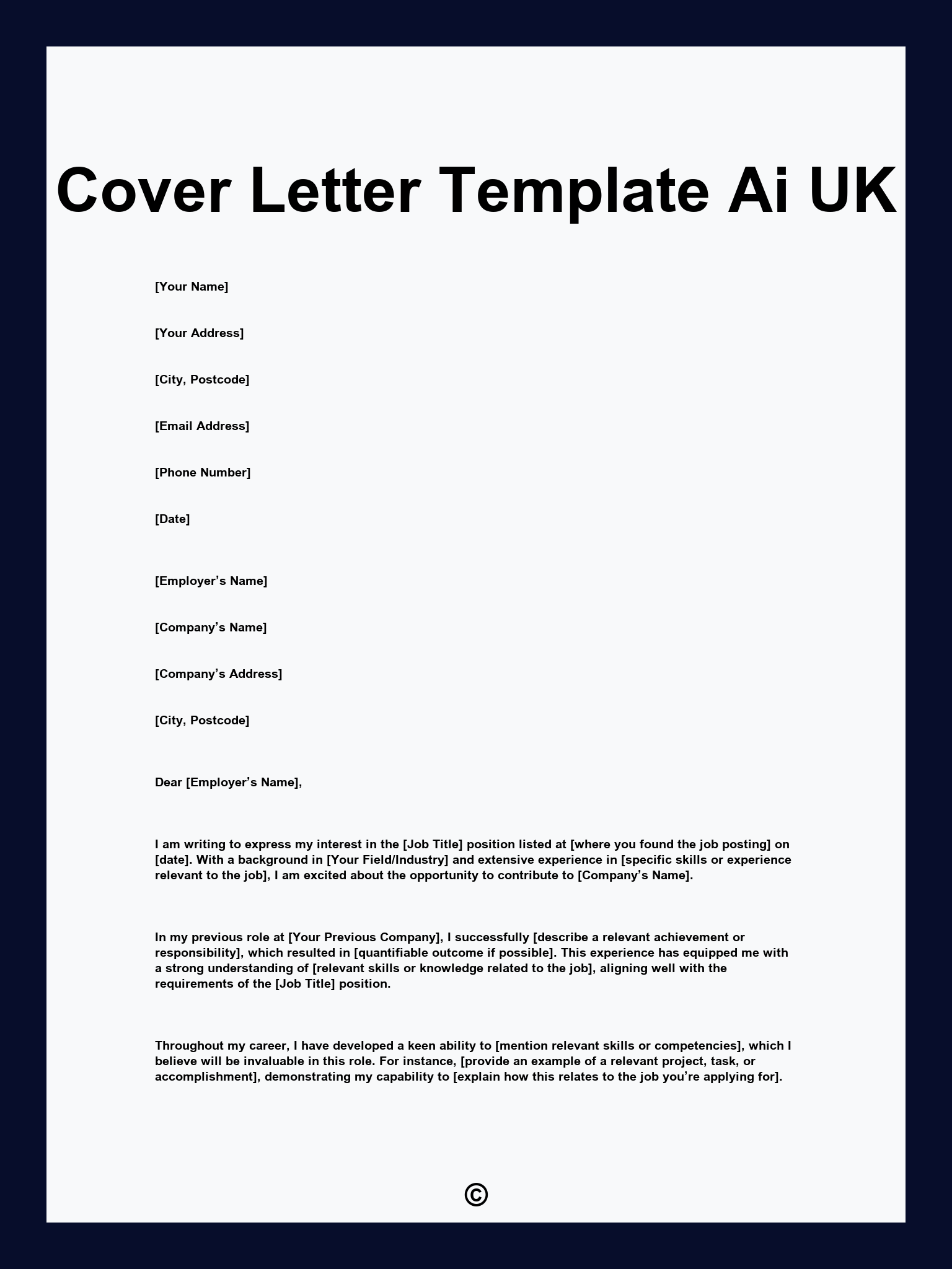 Cover Letter Template Ai UK