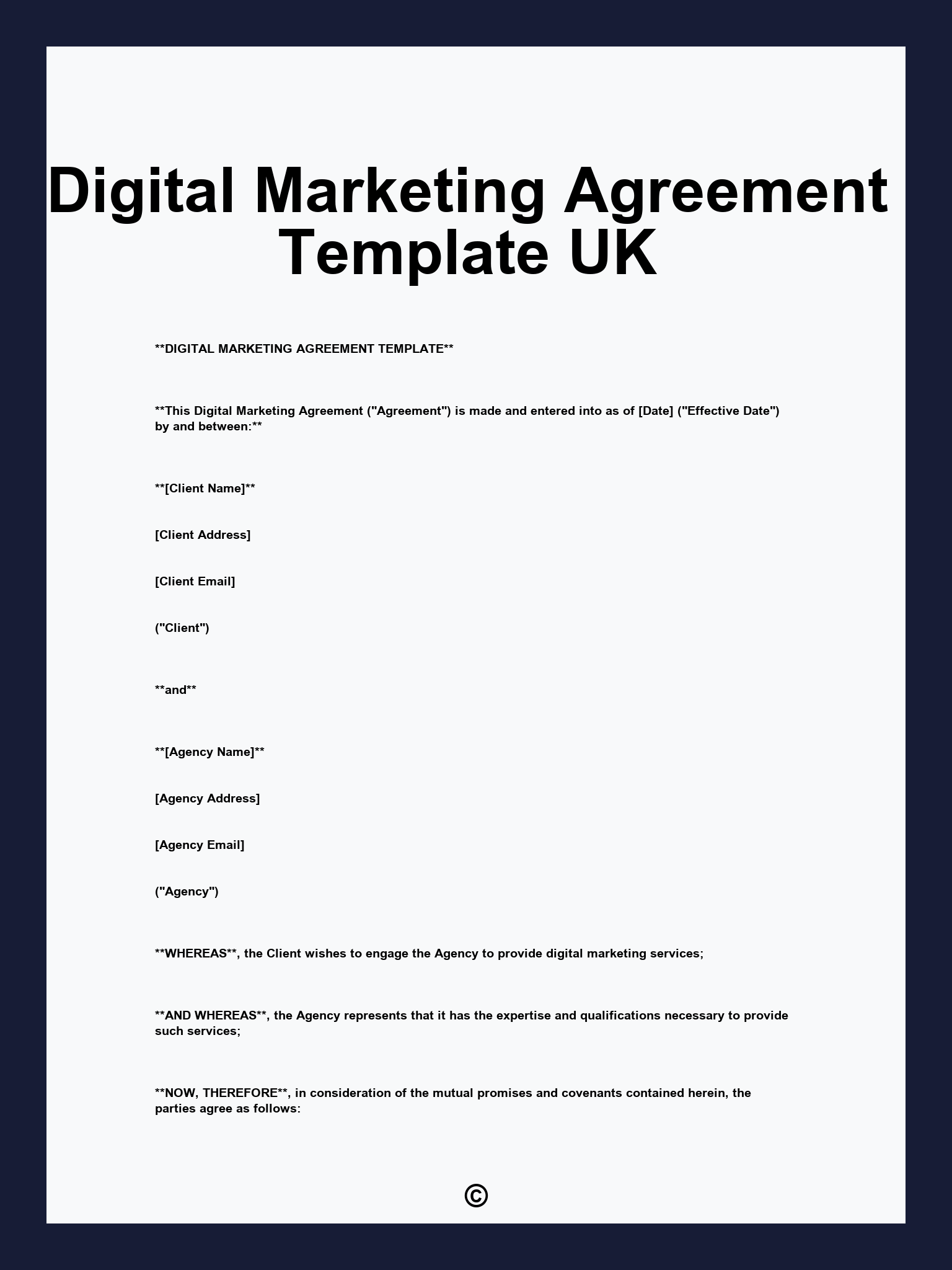 Digital Marketing Agreement Template UK