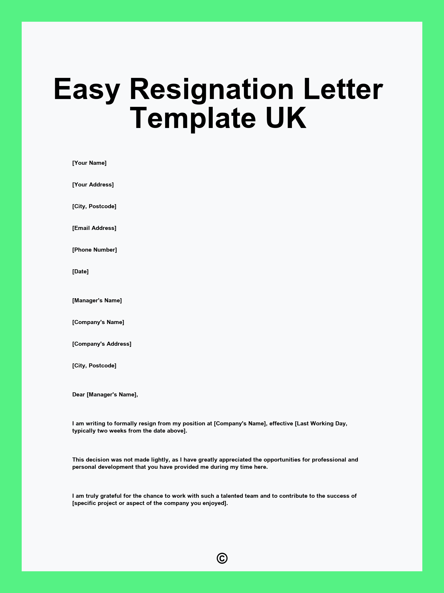 Easy Resignation Letter Template UK