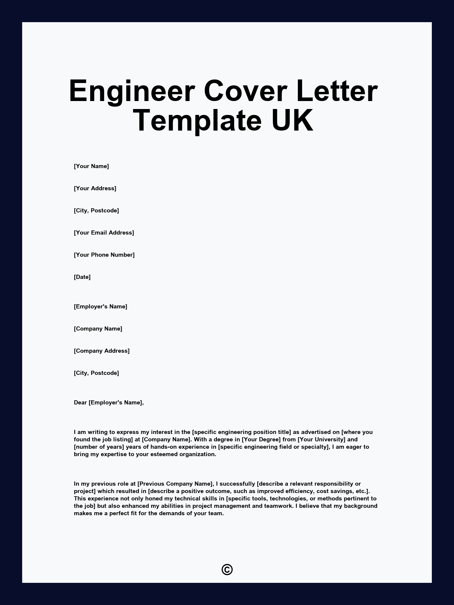 Engineer Cover Letter Template UK