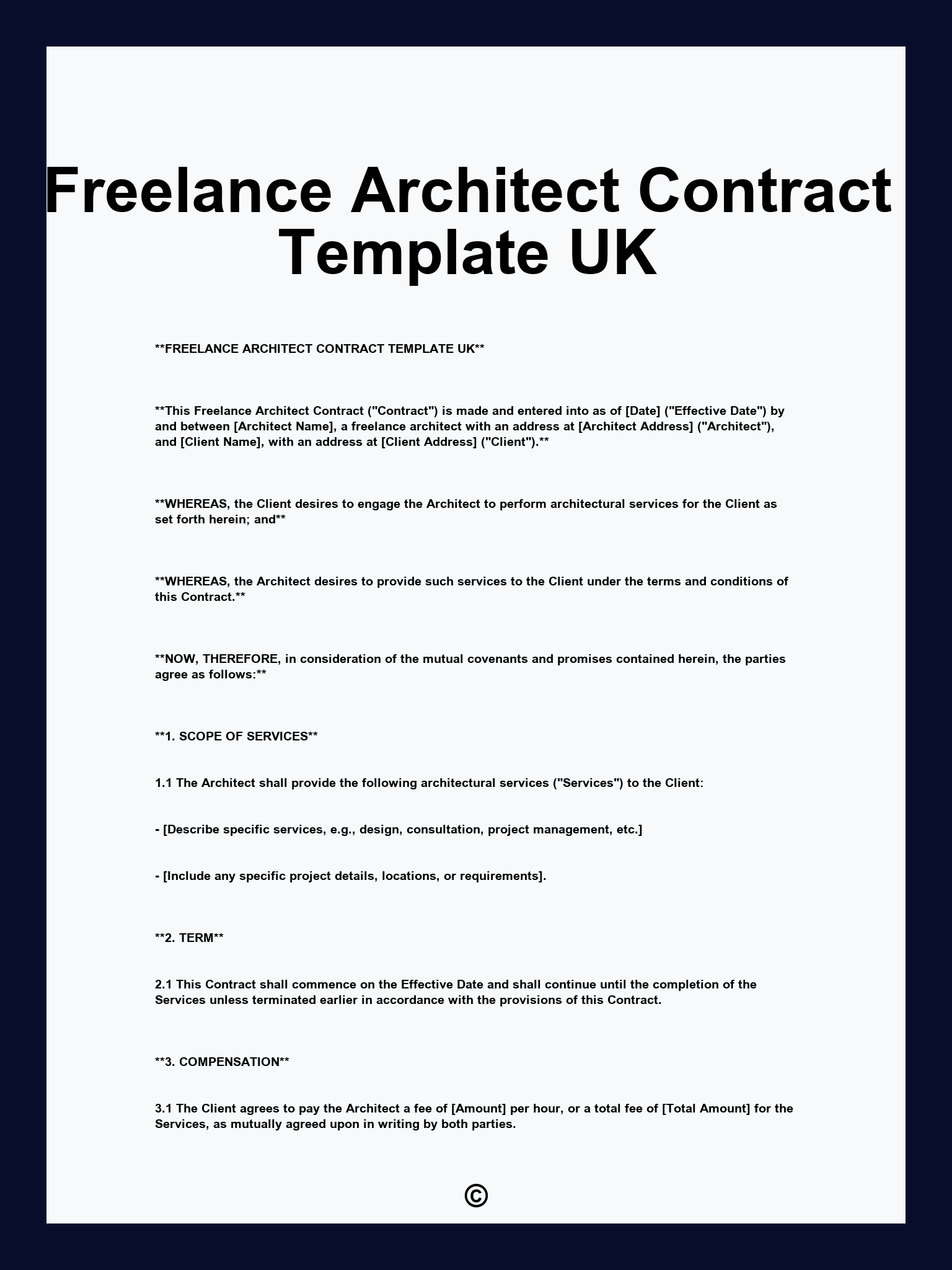 Freelance Architect Contract Template UK