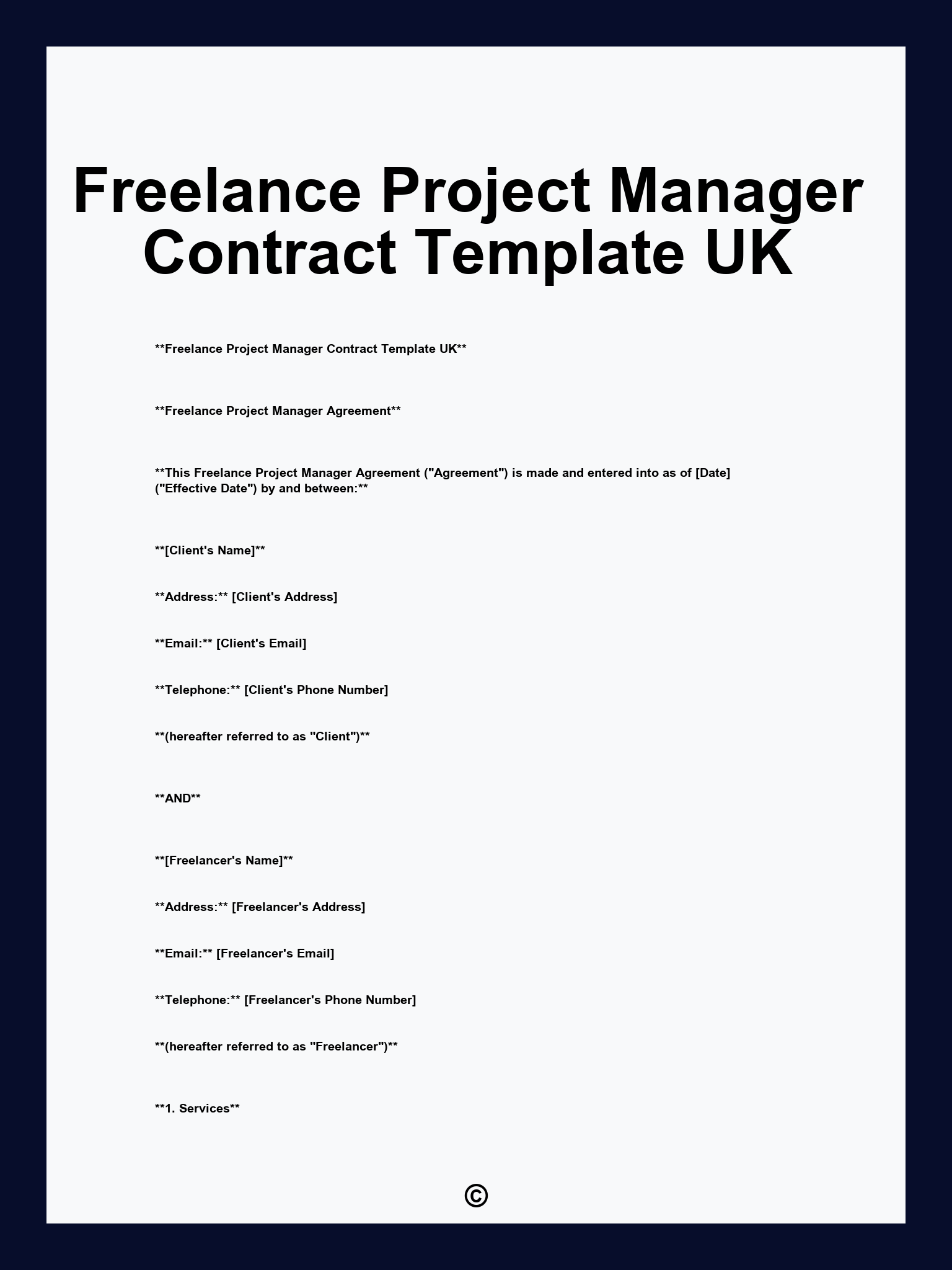 Freelance Project Manager Contract Template UK