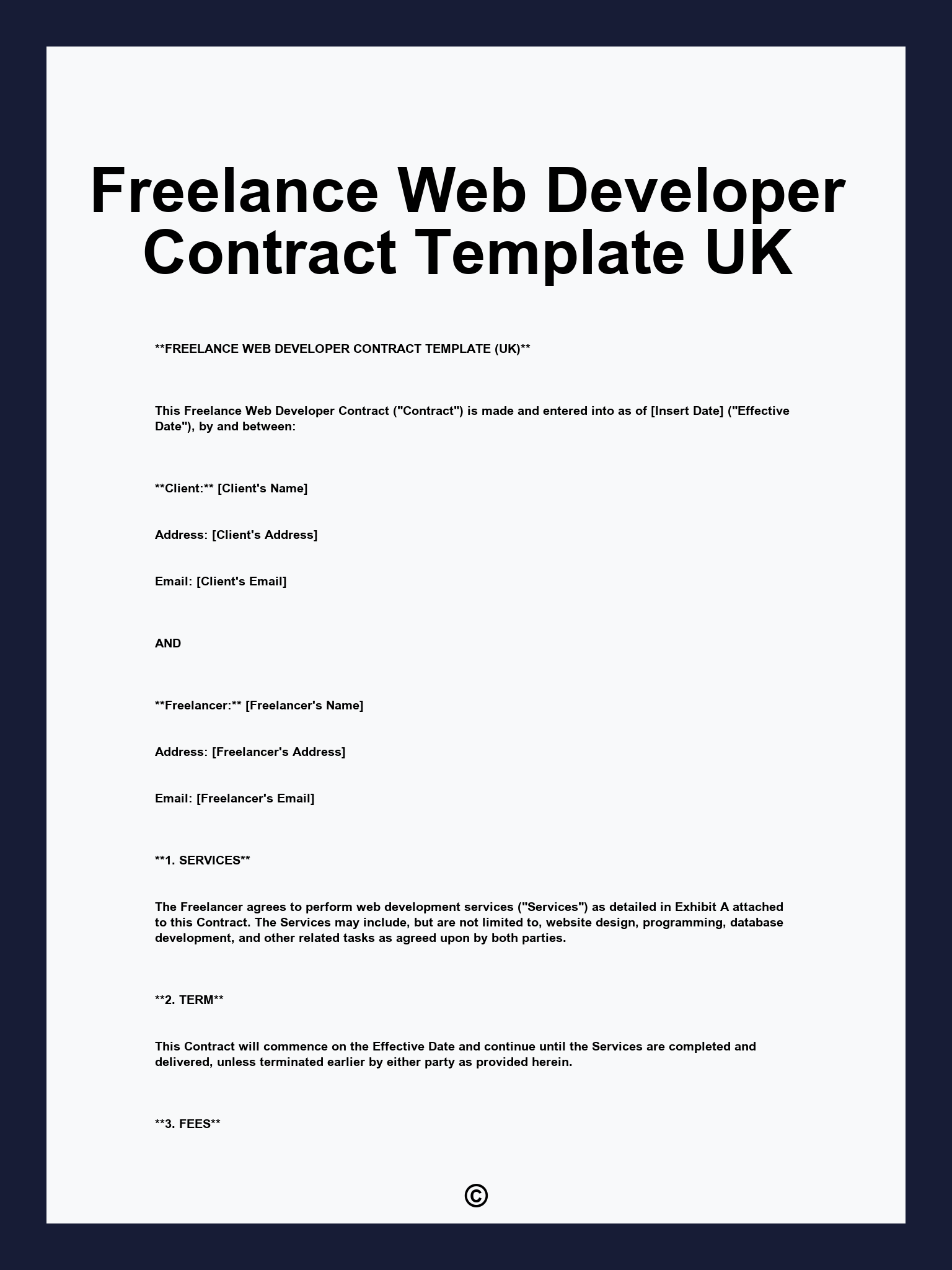 Freelance Web Developer Contract Template UK