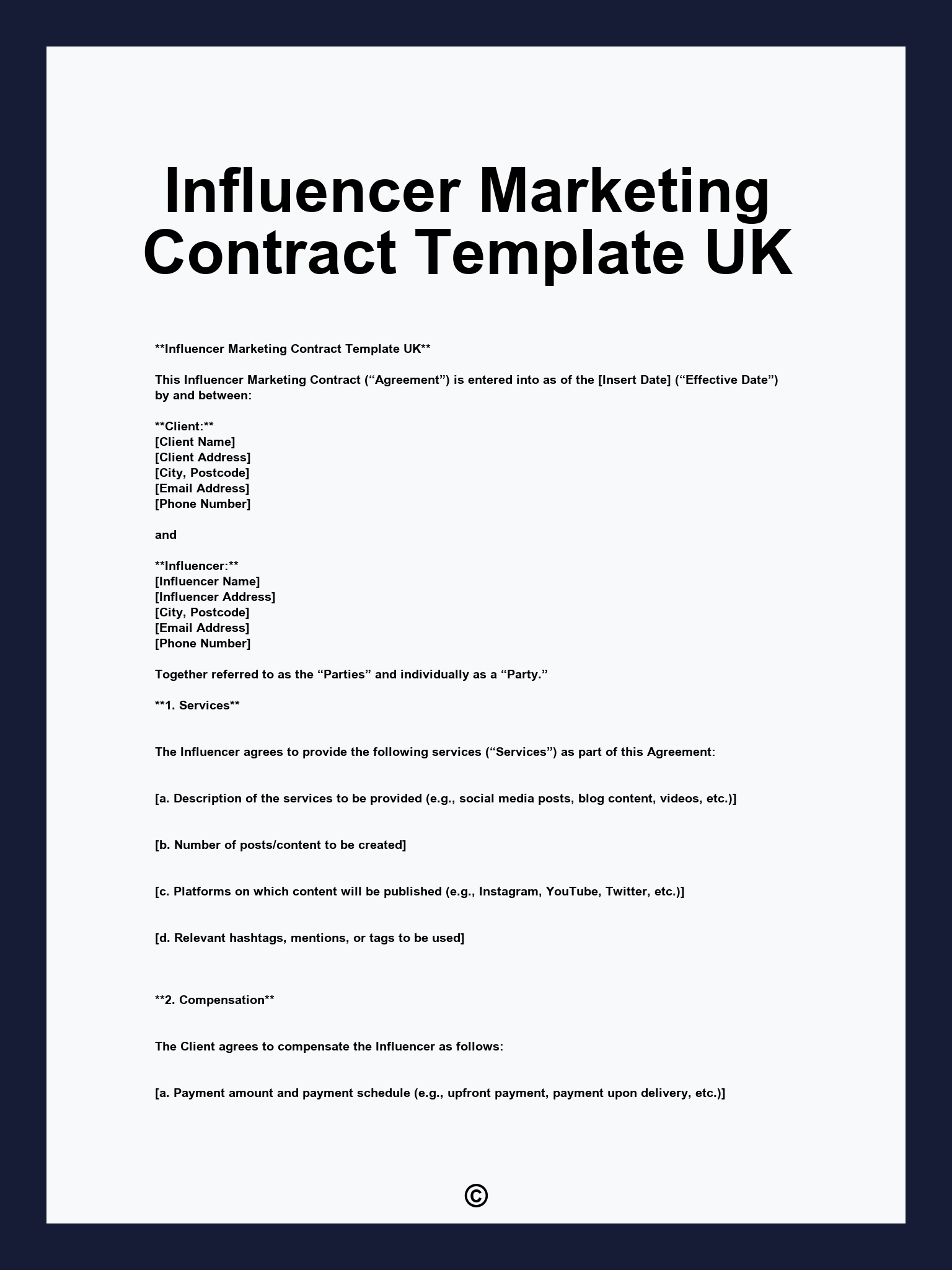 Influencer Marketing Contract Template UK