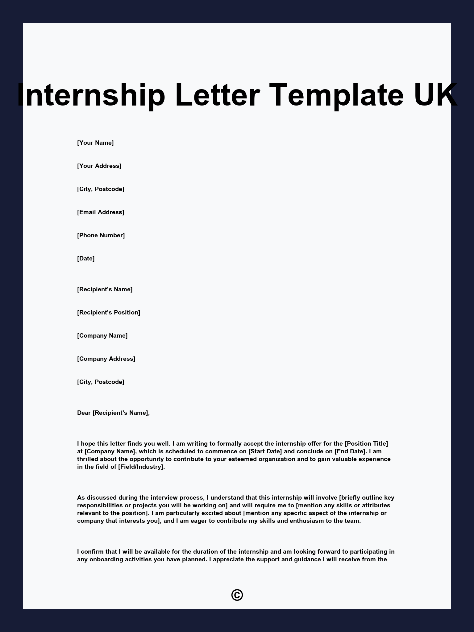 Internship Letter Template UK