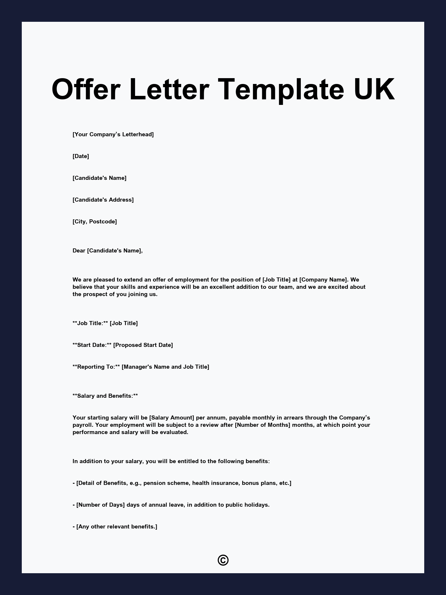 Offer Letter Template UK