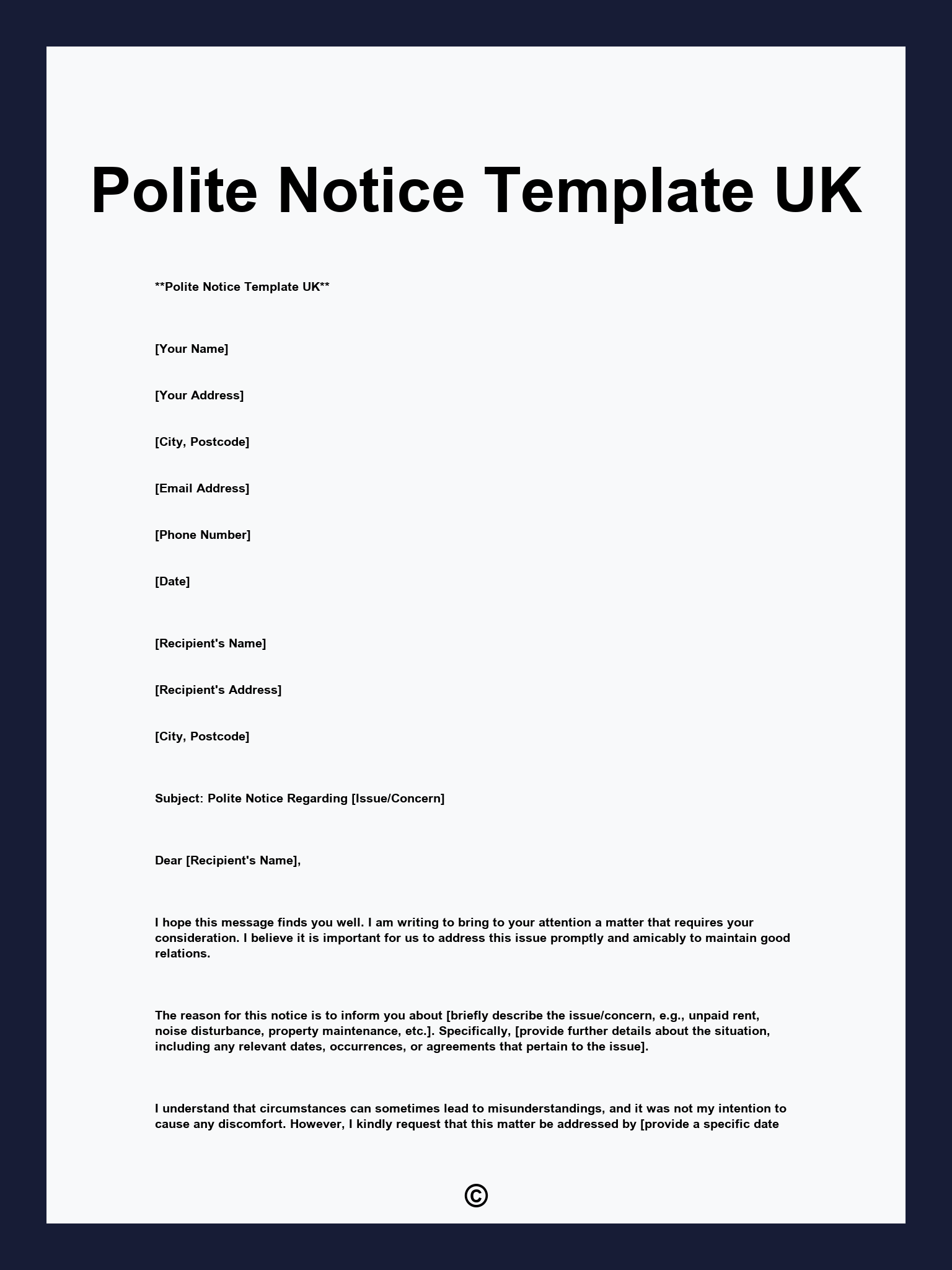 Polite Notice Template UK
