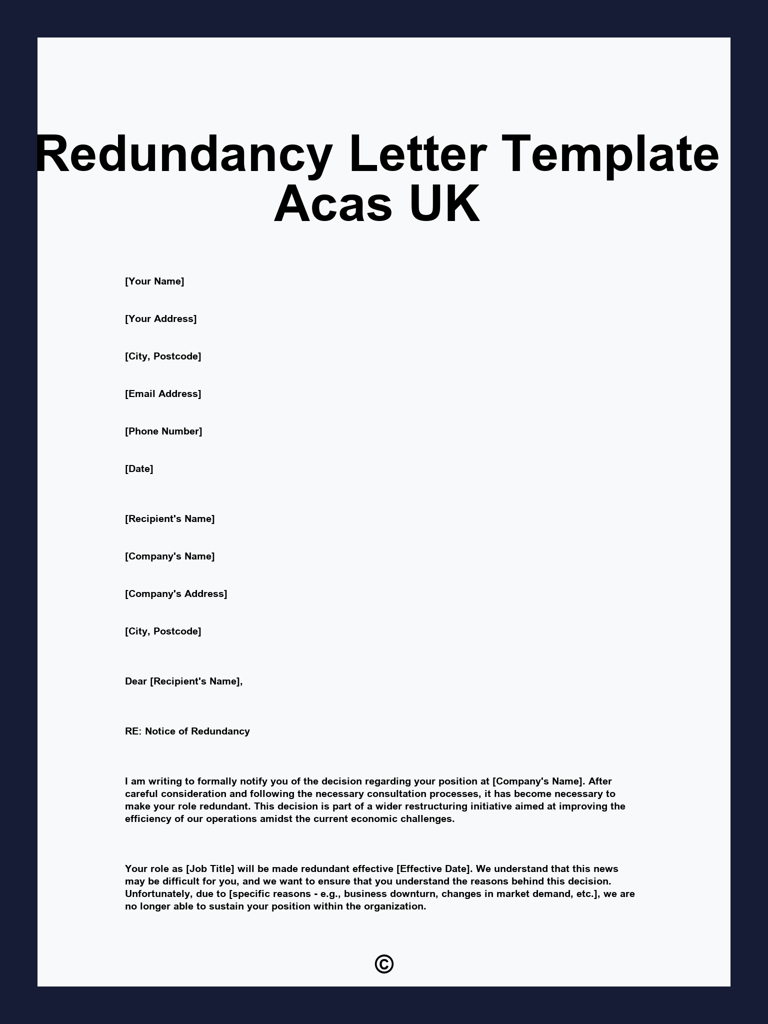 Redundancy Letter Template Acas UK