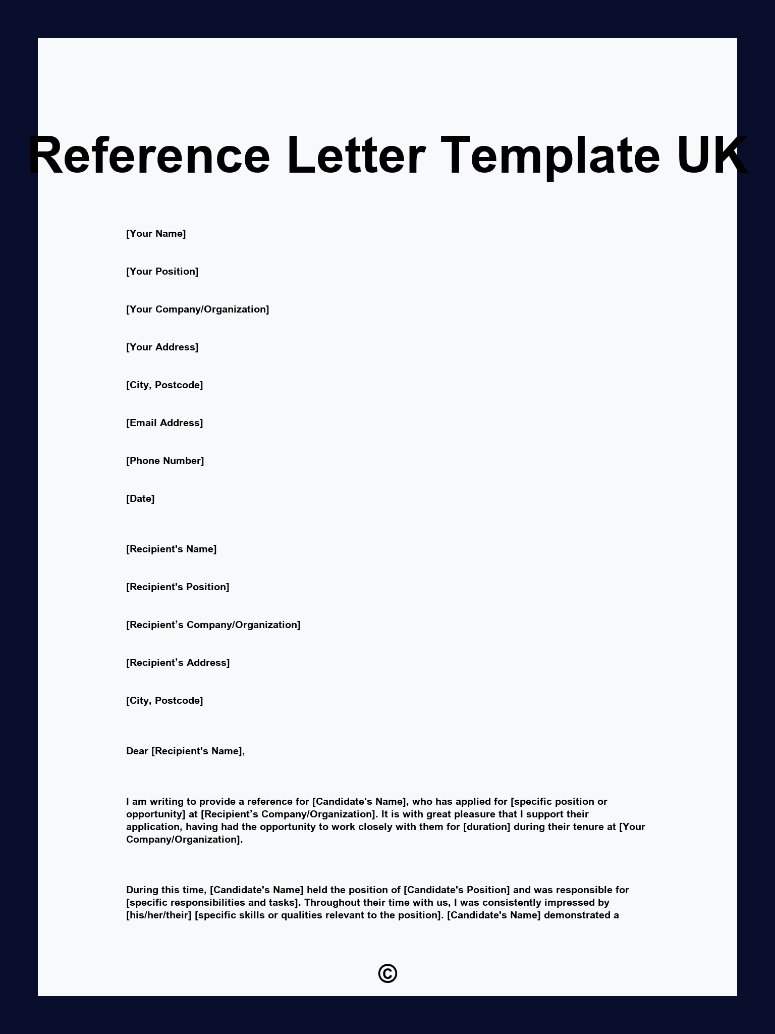 Reference Letter Template UK