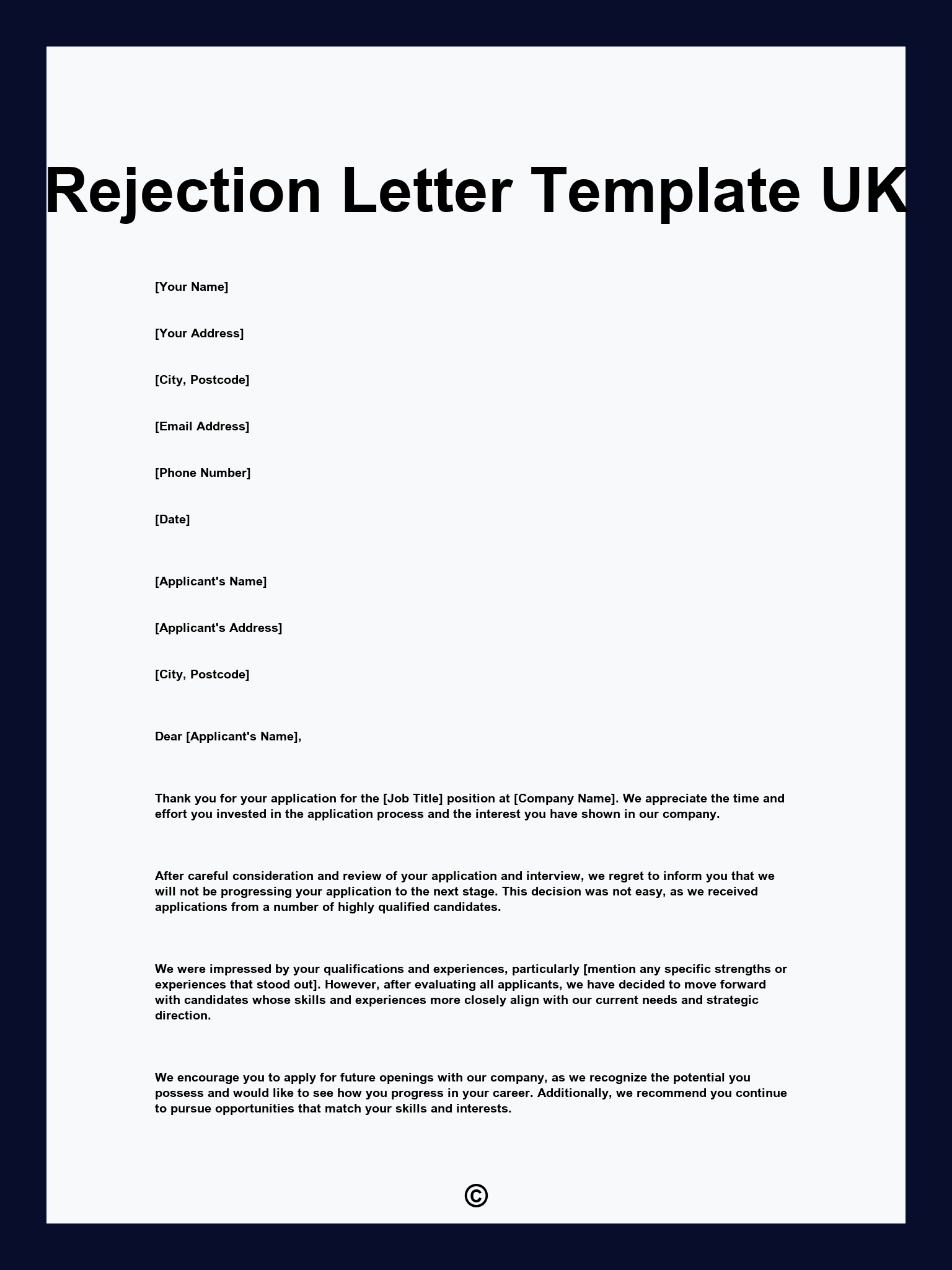 Rejection Letter Template UK