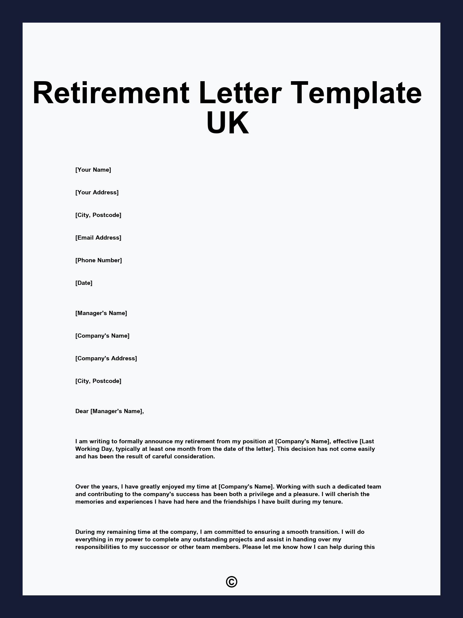 Retirement Letter Template UK
