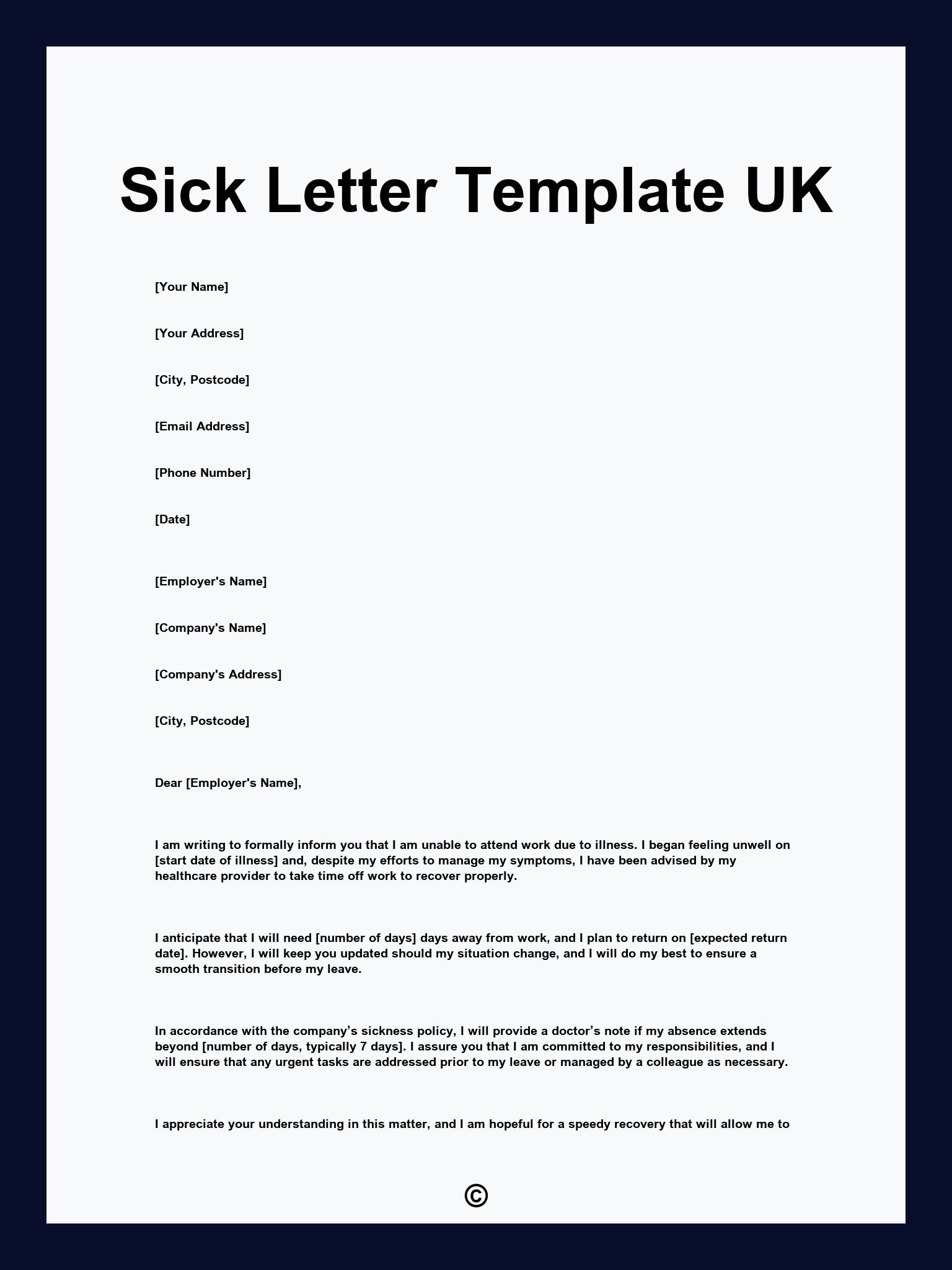 Sick Letter Template UK