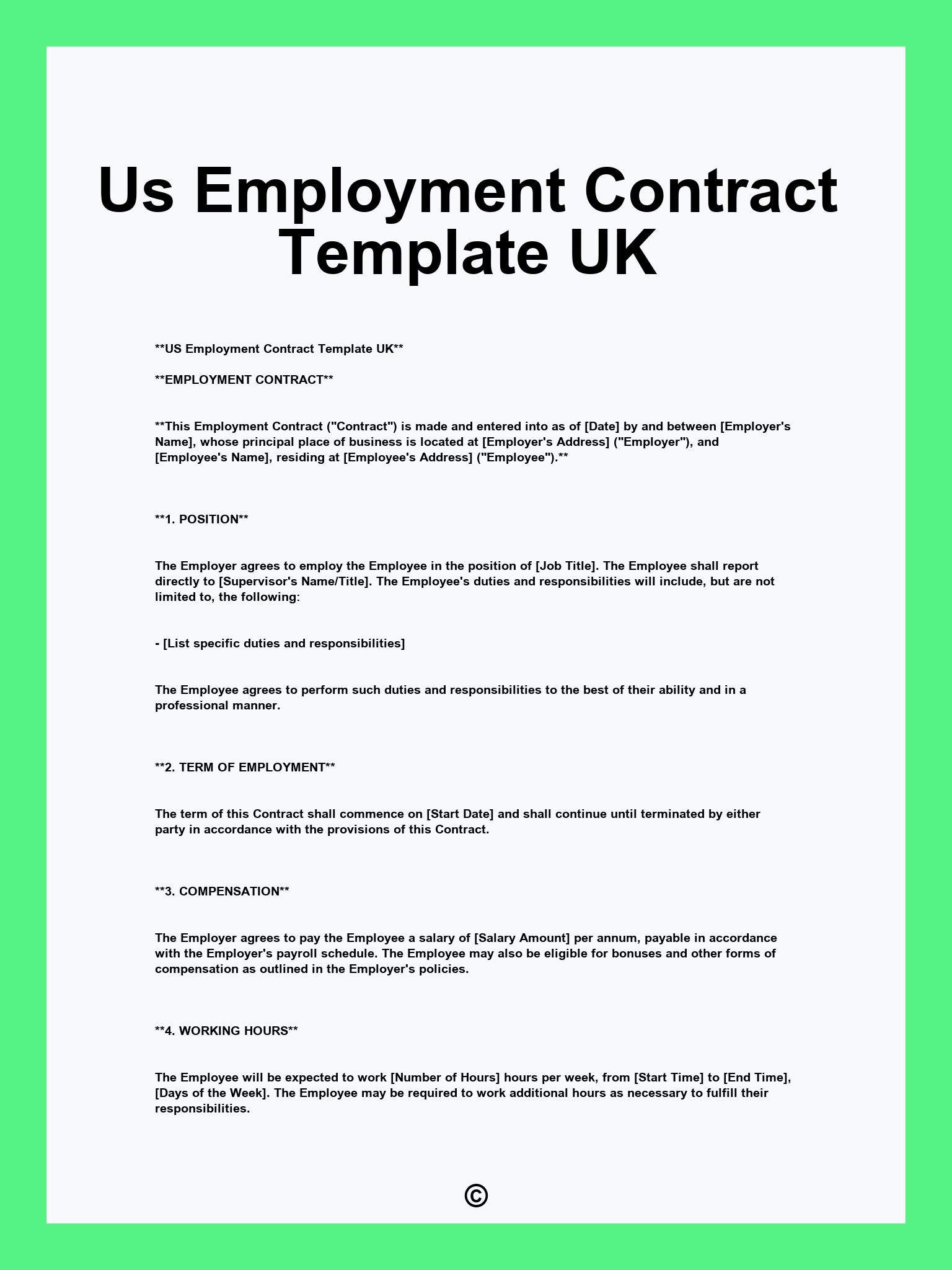 Us Employment Contract Template UK